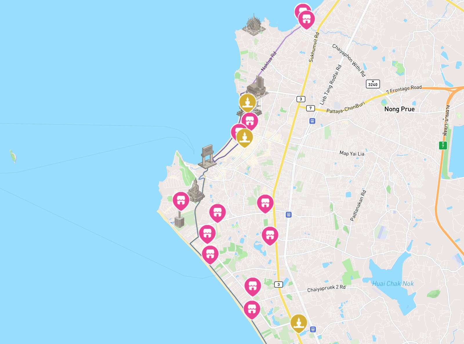 Карта рынков Паттайи Capymapa
